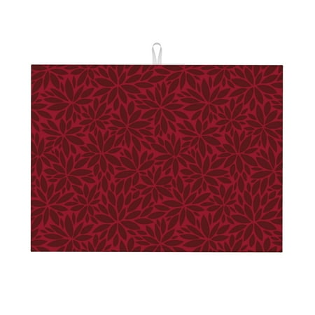 

Ocsxa Burgundy Floral Dish Drying Mat for Kitchen Counter Coffee Bar Coffee Station Accessories Absorbent Coffee Mat Kitchen Drying Mat Easy Clean 18x24 Inch