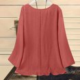 thumbnail image 6 of HOMBOM Spring Shirts for Women Cotton Linen Loose Fit Long Sleeve Crewneck Orange Boho Ladies T Shirts Solid, 6 of 7