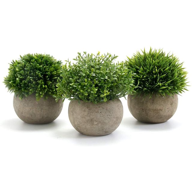 Pcs Indoor Artificial Plants, Plastic Fake Plants with Gray Pot Artificial Grass Decoration for Outdoor Wedding Office Table Garden New Home Gift, 9.5 x 13cm Ormromra LHH-0776