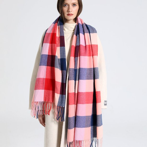 Bufanda a cuadros de lujo para mujer, chal largo de Cachemira cálido para invierno, Foulard de Pashmina, borla, diseño 2022 Fivean unisex