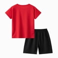 thumbnail image 4 of KPOPLK Toddler Boy Clothes 2 Pieces Cartoon Cute Print Crewneck Short Sleeve Tee Elastic Waist Cargo Shorts Summer Outfits Size 4-5 Years,Red, 4 of 4