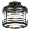 thumbnail image 2 of Possini Euro Design Modern Semi Flush Mount Outdoor Ceiling Light Fixture Black Geometric 11" Clear Seedy Glass for Exterior House Porch Patio Deck, 2 of 7