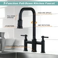 thumbnail image 5 of Double Handle Bridge Kitchen Faucet with Advanced Spray in Black, 5 of 8