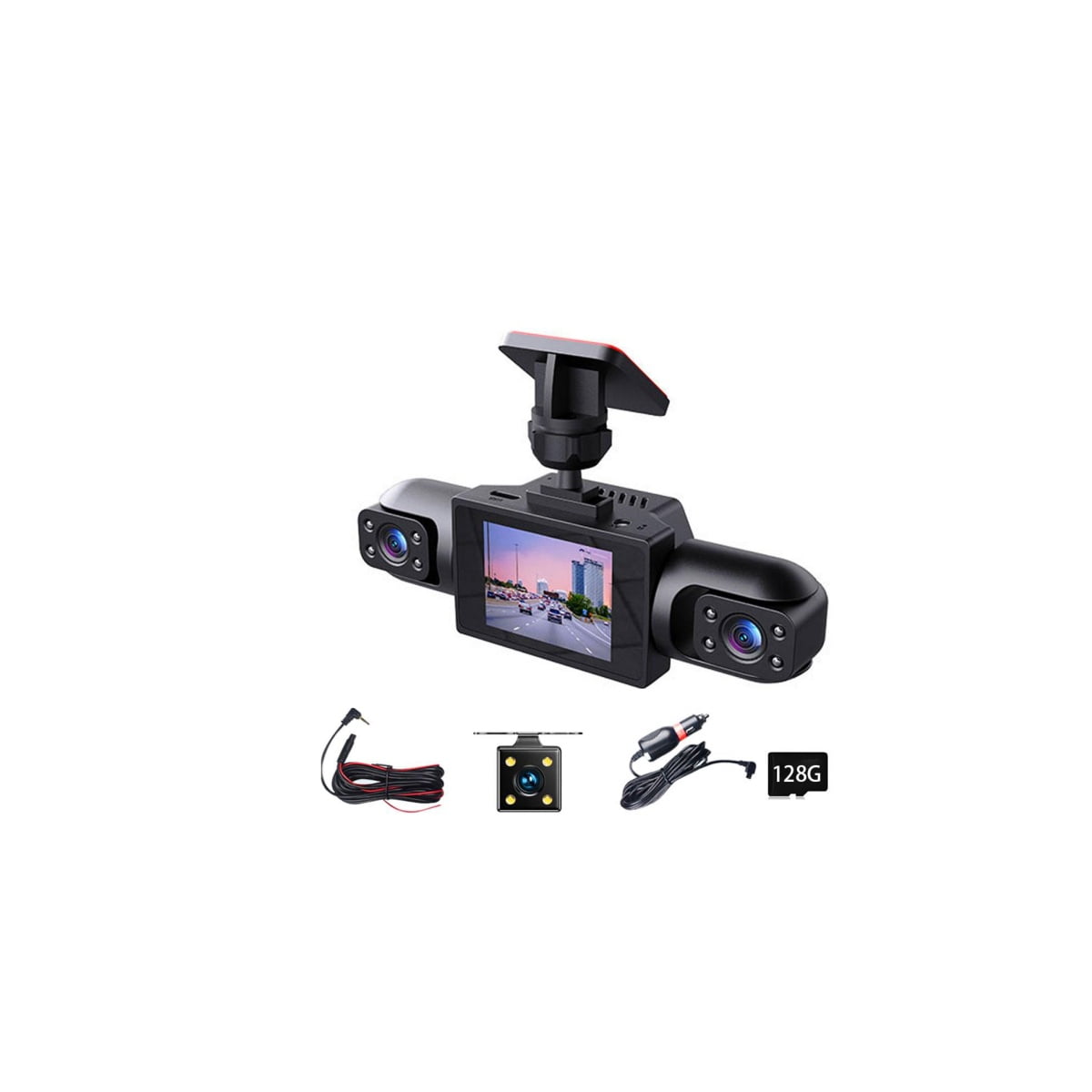 Full View Car Dashcam System, 4-Channel 360 Panoramic Dash Camera with Front Rear Left Right Cameras, Cars Driving Recorder, 4K Recording, 24/7 Parking Monitor
