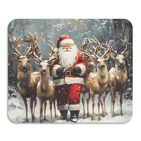 

ALAZA Dish Drying Mat for Kitchen Christmas Santa Claus and Deers Counter Absorbent Draining Pad 23.6 x19.7