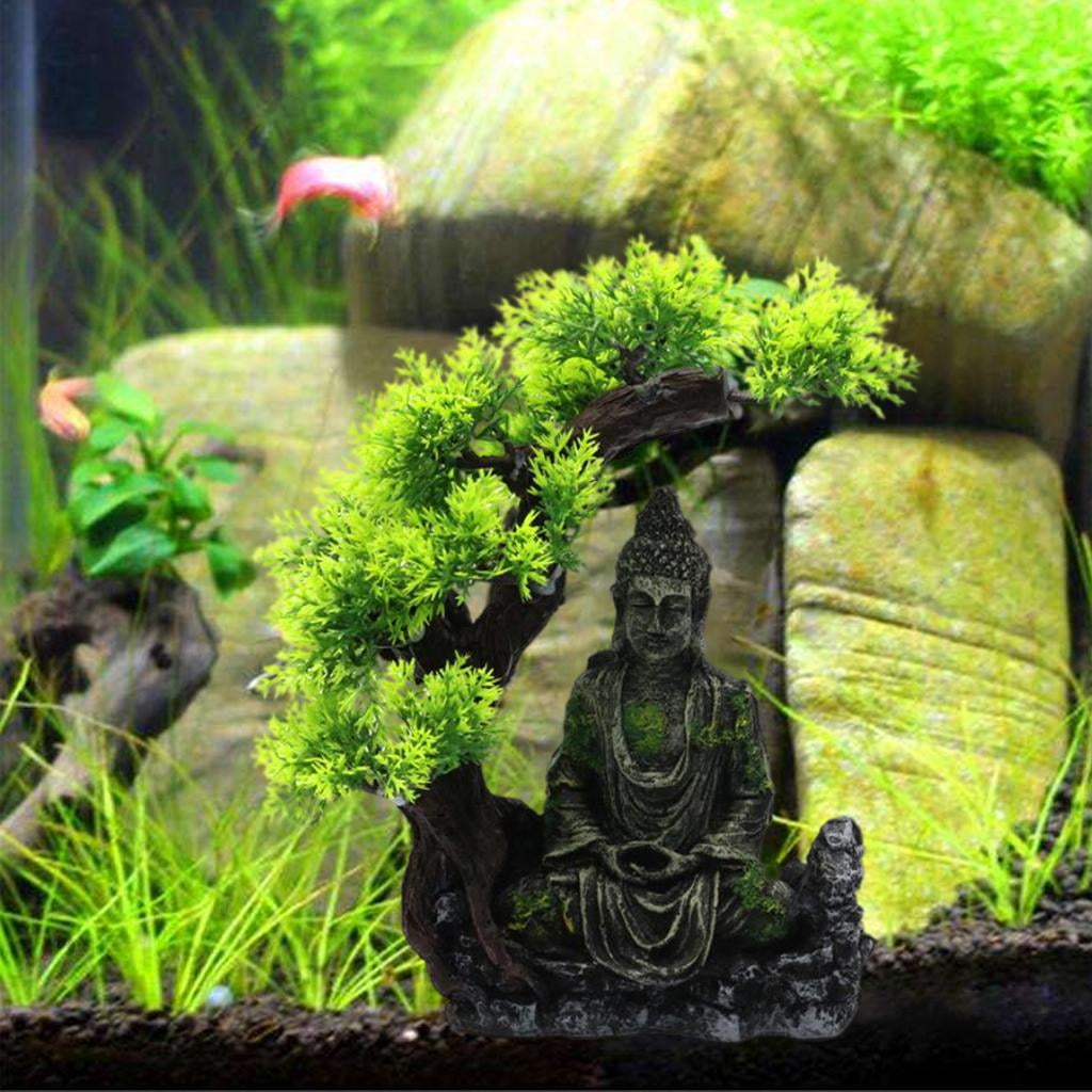 Creative Carved Resin  Buddha Figurine Aquarium Hideout Landscape Scene Shelter Hiding Fish Tank Home Desktop Ornament