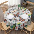 thumbnail image 3 of Gray Red Flower Butterfly Pattern Round Tablecloth 60"x60",Wrinkle Wipeable Table Cloth for Kitchen Dining Room Picnic Patio Party, 3 of 6