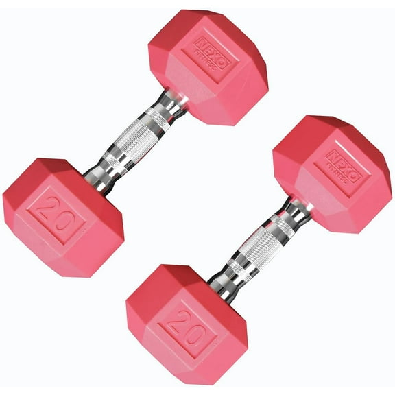 NEXO Pink Rubber Hex Dumbbells Commercial Grade Rubber Hex Dumb Bell Weight