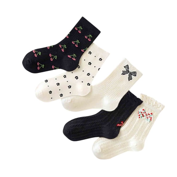 Lovskoo Kids Girl Mid-calf Knee High Socks Casual Dress Socks Long Tube Anti Skid Cotton Socks For Spring and Summer XL Beige