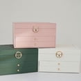 thumbnail image 5 of Ladies' Jewelry Box, Girls' Gift, (White) Large Home Jewelry Storage Box with Removable Tray, Three Layer PU Leather Velvet Display Ring Jewelry Rack Necklace Earrings Bracelet, 5 of 5