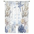 thumbnail image 3 of Blue Brown Coastal Sheer Curtains 72 Inches Long 2 Panels Set, Window Sheer Curtains for Living Room/Bedroom, Summer Beach Nautical Coral Starfish Light Filtering Rod Pocket Curtain 52'' x 72'' x 2, 3 of 7