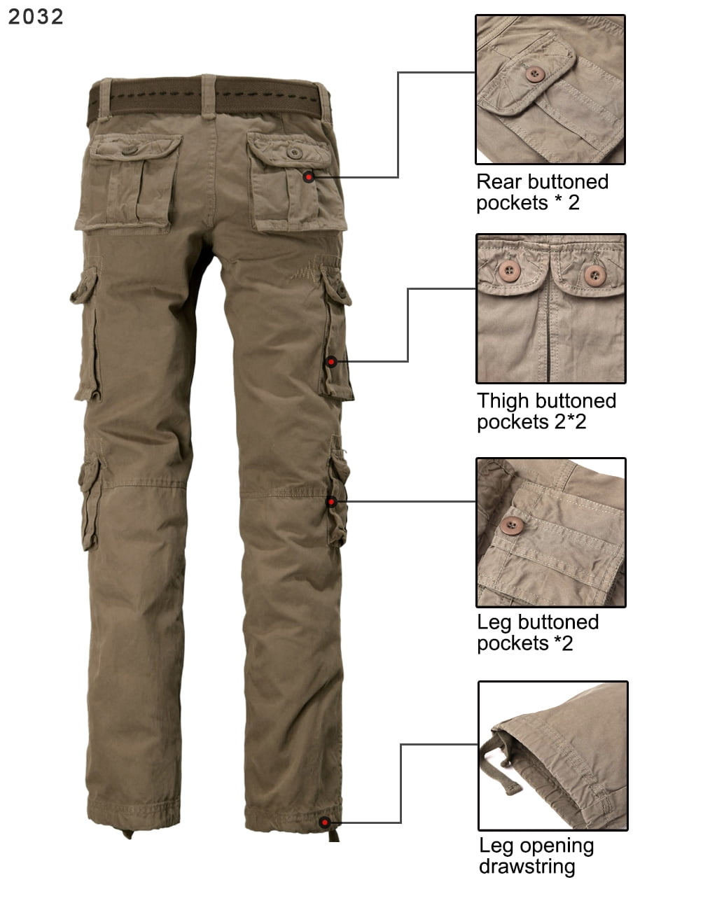 Women Cargo Pants Casual Solid Trousers with Pockets - image 3