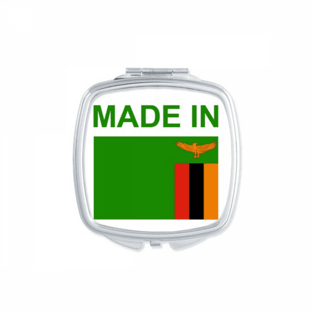 Miroir Carré Portable Compact de Poche Maquillage Double Face Zambia Country Love