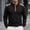 Black, variant on Men's Patchwork Henley Shirt, Contrast Shoulder Detail, Button Placket for trendy casual look Pink S