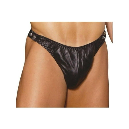 

Elegant Moments EM-L9139 Mens Leather Thong with Side Straps Black Leather / XL