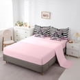thumbnail image 4 of 7 Piece Pink Girly Dress Bed in a Bag King Size Modern Women Black White Stripe Bedding Sets Romantic Makeup Themed Comforter Set with Sheets Golden Polka Dots Bed Set Perfume Print Sheets, 4 of 5