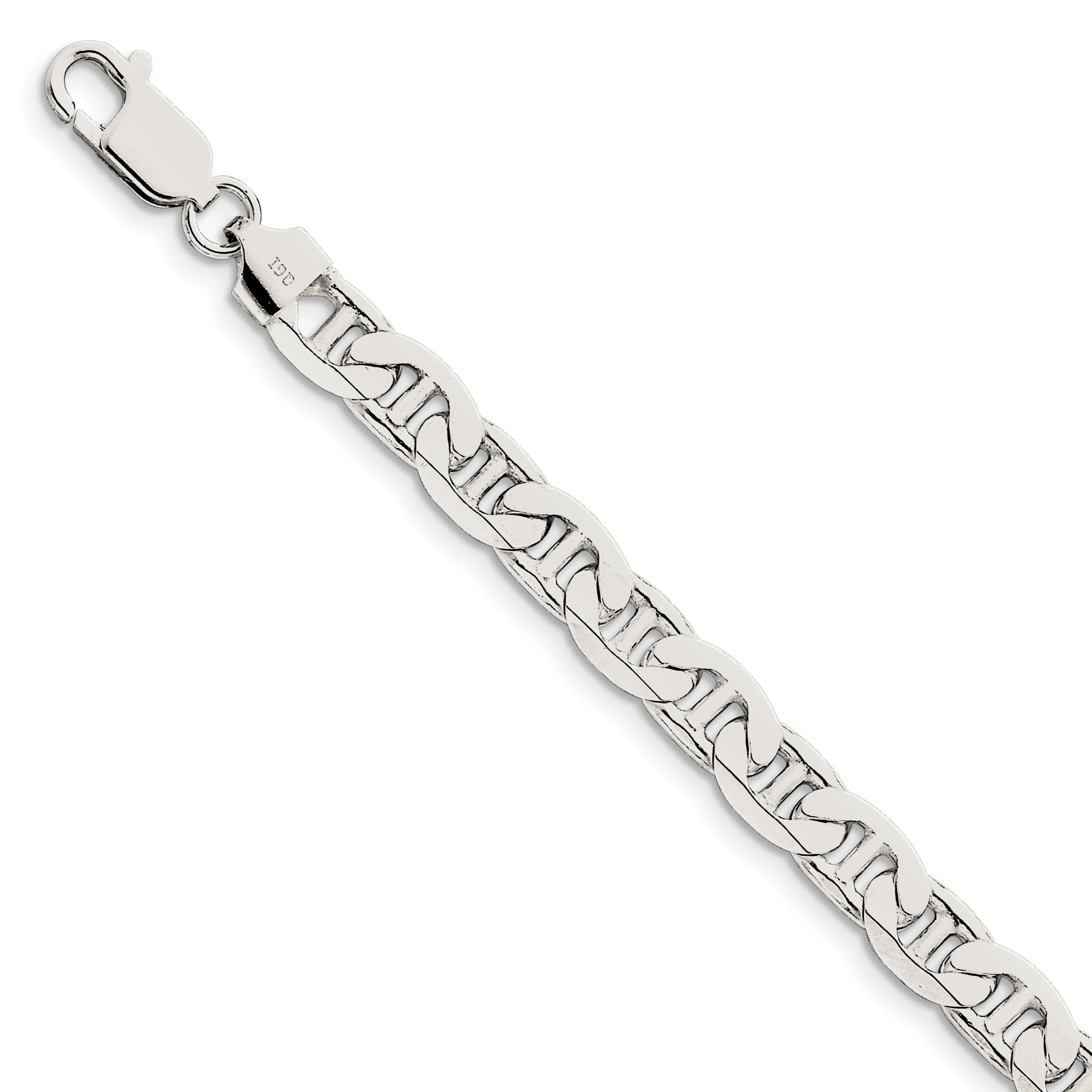 Saris and Things 925 Sterling Silver 7mm Anchor Chain Anklet