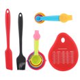 thumbnail image 1 of Juego de cucharas y tazas medidoras de silicona de grado alimenticio con cepillo raspador, perfecto para café y condimentos, 1 of 8
