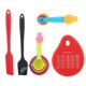 thumbnail image 1 of Juego de cucharas y tazas medidoras de silicona de grado alimenticio con cepillo raspador, perfecto para café y condimentos, 1 of 8