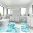 thumbnail image 6 of Xecvkr 5-Piece Bath Mat Set, Long Plush Absorbent Rugs for Bathroom, Non-Slip, Blue Light Blue, Machine Washable, Modern Decor, 6 of 7