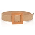thumbnail image 2 of Prolriy Belts for Women Belts for Dresses Elastic Rattan Waist Band with Wood Buckle Womens Belt Beige, 2 of 5
