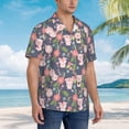 thumbnail image 2 of KLL Men's Hawaiian Shirt Short Sleeve Button Down Beach Shirts-Pigs 1, 2 of 5