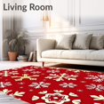 thumbnail image 2 of ODIKA 8'x10' Machine Washable Non-Slip Area Rug, Snowflake Medley With Metallic Starburst Motifs High Traffic Rug, Red, 616804, 2 of 7
