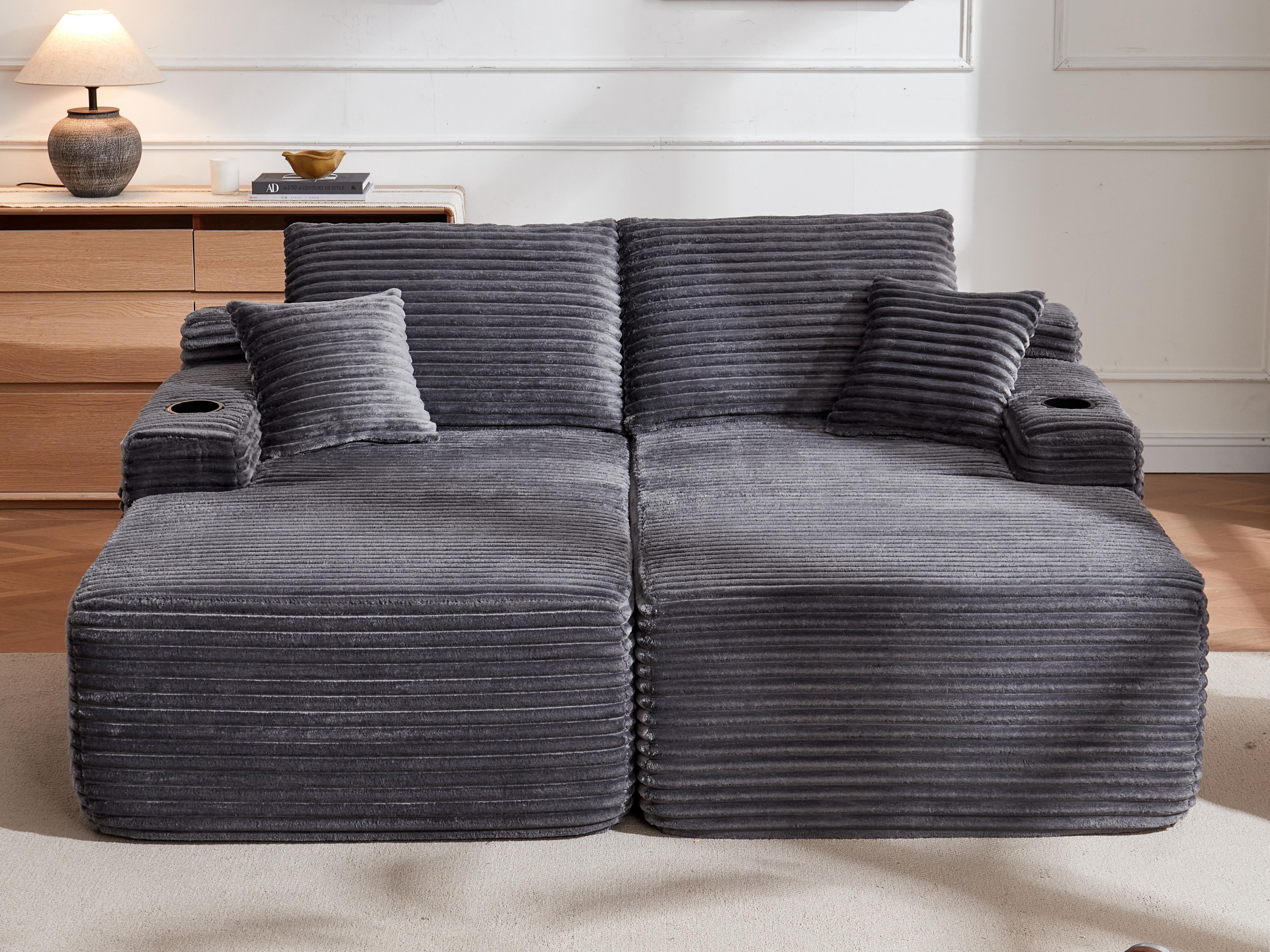 avobird 69" Cloud Loveseat, L-Shaped Modular Sofa with Deep-Seat Design, Comfortable 2 Seater Couch for Modern Living Room, Plush Fabric, Gray