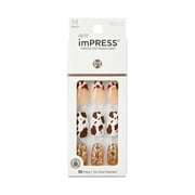 KISS imPRESS Medium Coffin Gel Press-On Nails, Matte Medium Brown , 30 Pieces