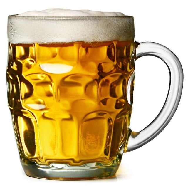 A 4 Set of Pint Dimple Mugs in a Gift Box - 568 Millilitres Glass Beer Cups for Home Bar or Party Use