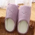 thumbnail image 2 of Slippers for Women,Soft Bottom Cute Bear Home Wooden Floor Non Mute Slippers Winter Warm Couple Slippers,Womens Slippers,Light Purple,9, 2 of 4
