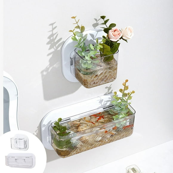 Sentmoon Spring Home Decor Wall Mounted Storage Box Invention Transparent Hydroponic Fish Tank Flowerpot Plastic Office Living Room Wall Storage Casket