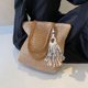 thumbnail image 3 of Bolso de playa de ganchillo para mujer, bolso de viaje tejido de gran capacidad con cierre de cremallera, bolso de paja Retro, bolso diario de verano para mujer, 3 of 9