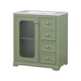 thumbnail image 2 of Seranor Modern Bathroom Vanity with Ceramic Sink, Shelves, Drawers, Wood, Green, 2 of 11
