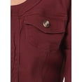 thumbnail image 5 of DARING DIVA Women's Collarless 3/4 Sleeve Denim Jackets M Purple Red, 5 of 6