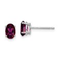 thumbnail image 3 of 14K White Gold 6x4mm Oval Rhodolite Garnet Stud Earrings, 3 of 5