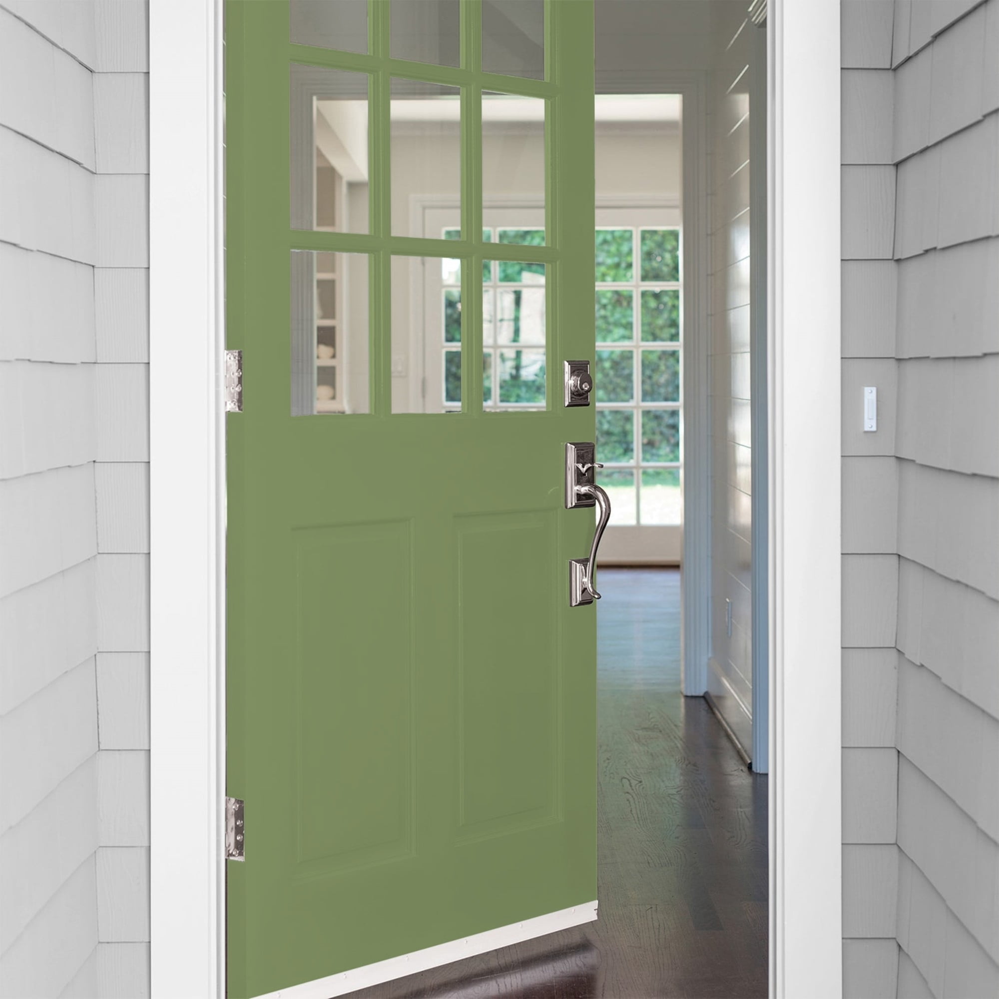 Glidden HEP Moss Point Green / Green Satin Exterior Paint with Primer, 1 Gallon