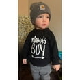 thumbnail image 3 of Baby Boy Clothes Long Sleeve Letter Hooded Sweatshirt Fall Winter Outfit Black 3-6 Months, 3 of 7