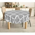 thumbnail image 2 of Gray Moroccan Trellis Round Tablecloth 60 Inch Retro Gray Plaid Waterproof Polyester Cloth for Outdoor Picnic, Camping, and Indoor Kitchen Dining Party, 2 of 6
