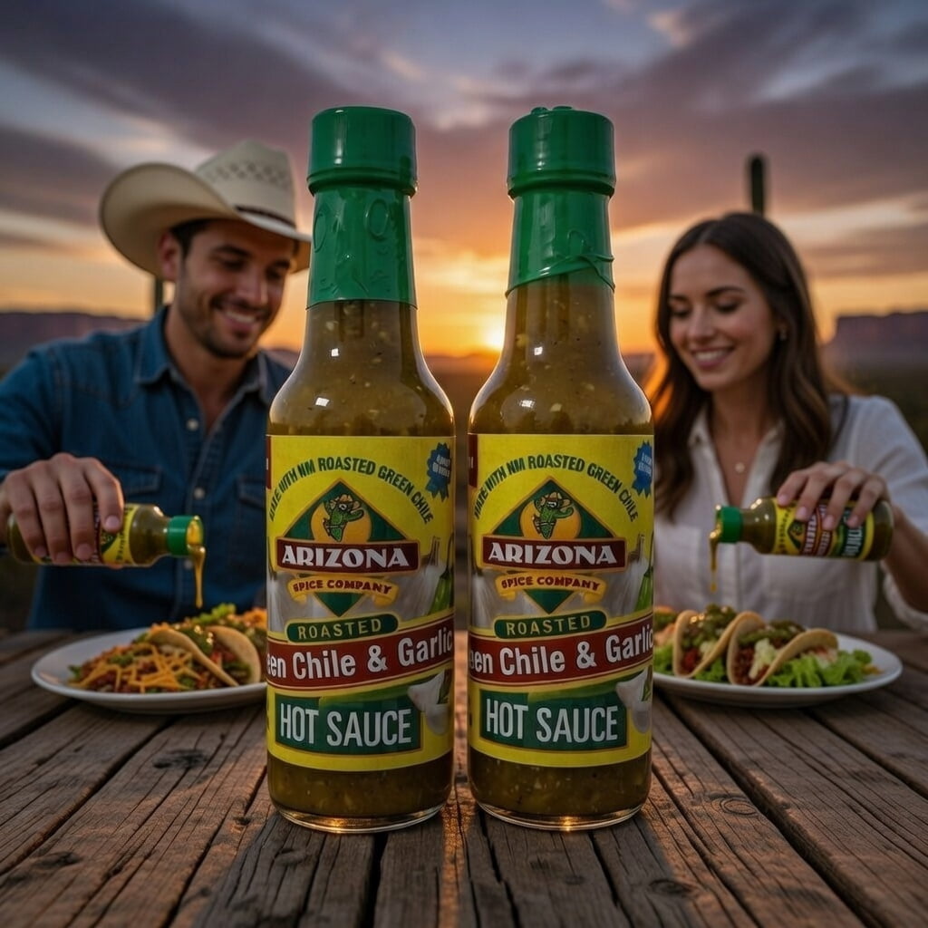 Hatch Roasted Green Chile and Garlic Hot Sauce, 2 Pack