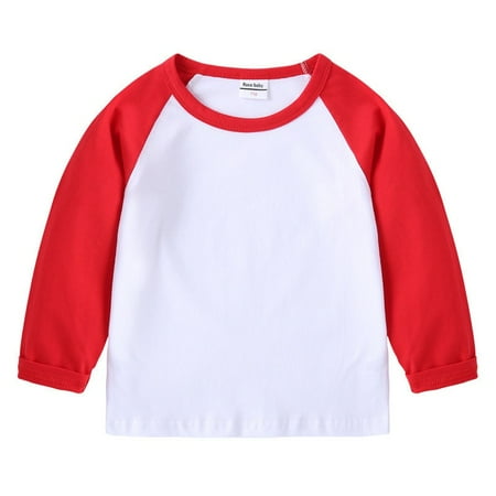 

Toddler Girl Boy Round Neck Cartoon Long Sleeved Top Cotton T Shirt Size 100 Red