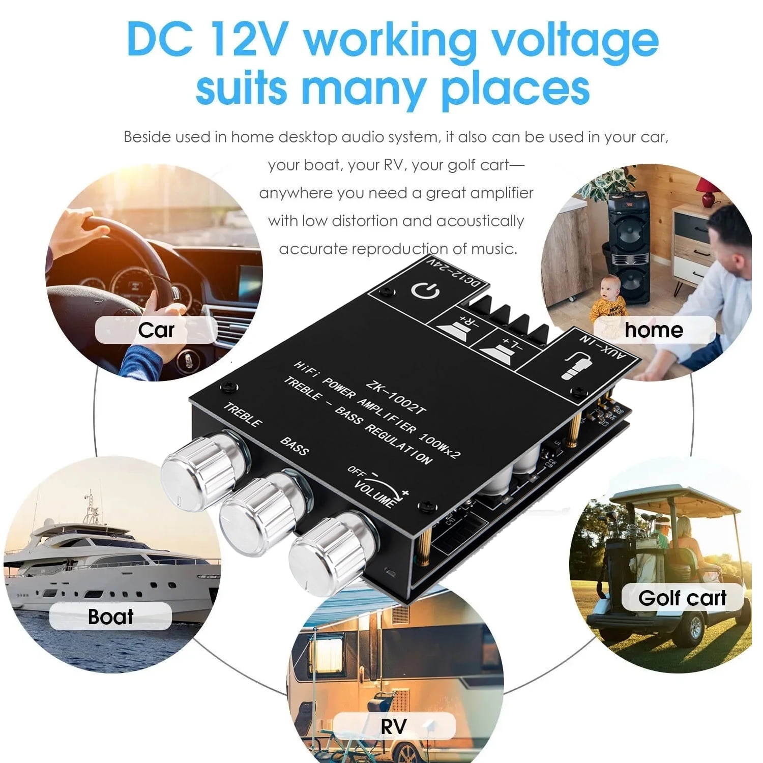 Home HiFi Stereo Amplifier, Portable Dual Channel Surround Sound HiFi Stereo Audio Receiver, Mini Digital HiFi Bass Audio Subwoofer Amp, Stereo AMP Speaker for Home, Car