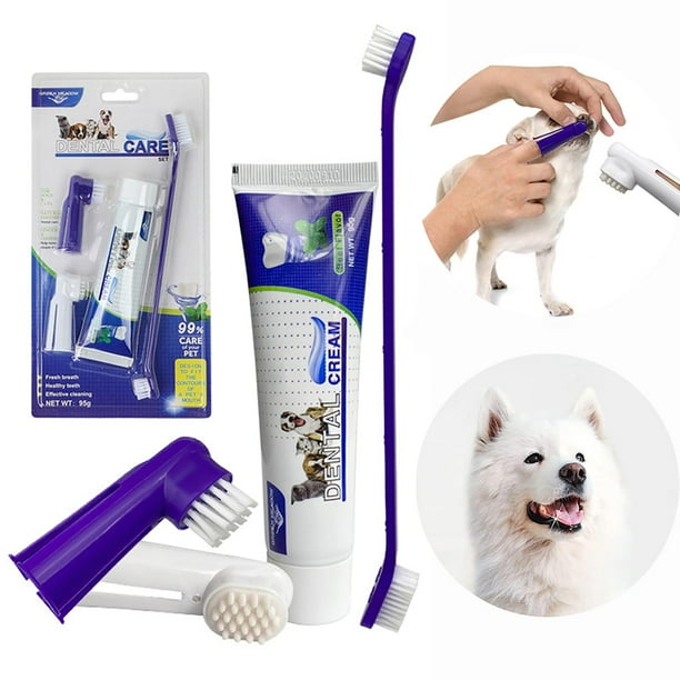 Cepillo de Dientes para Perro, Pasta Dental para Perro, Cepillo de Dientes Mascotas Kit, Cepillado de Pasta para Perro Limpieza Dental para Mascotas de Sabor a Carne de Res Aigeer NA