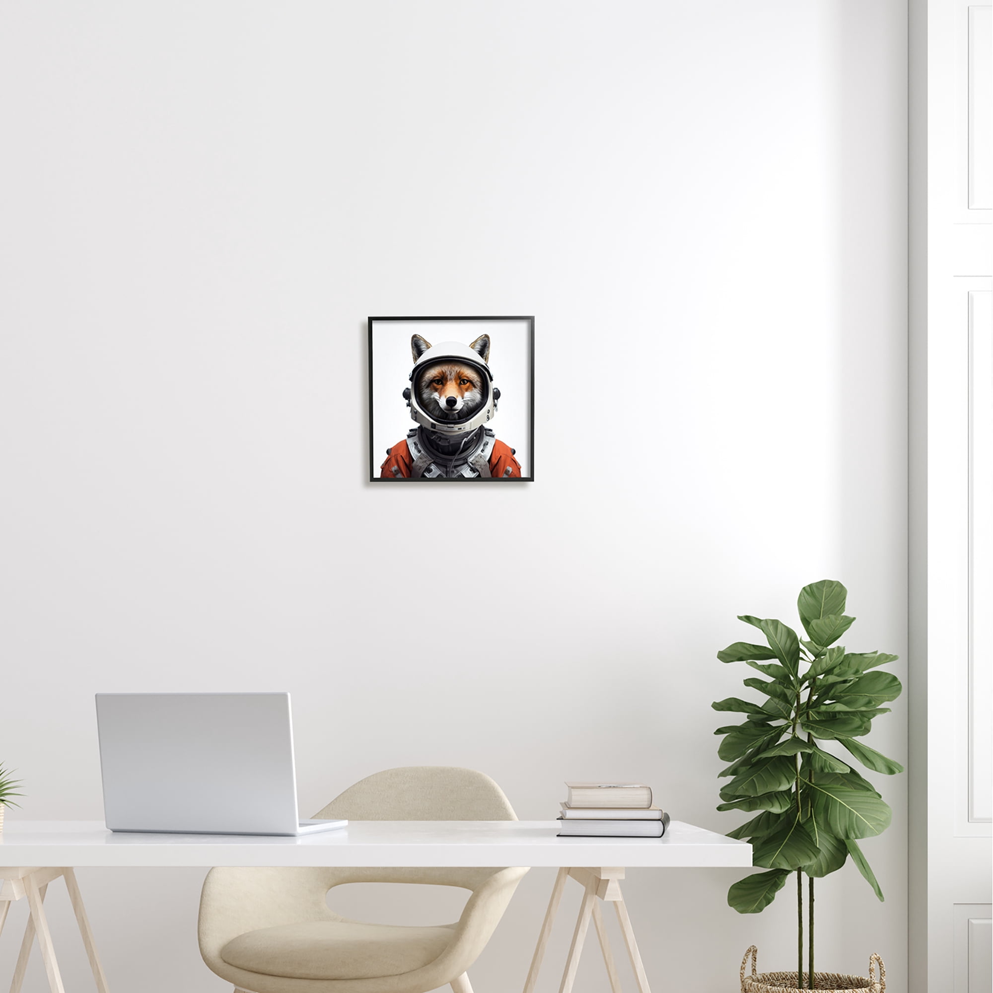 Stupell Industries Fox in Space Suit Animals & Insects Painting Black Framed Art Print Wall Art, 12 x 12