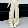 thumbnail image 2 of Girls Sweatpants Casual Loose Wide Leg Cargo Pants Elastic Waist Joggers with Pockets Clothes for Teen Girls Size 5-16, 2 of 5