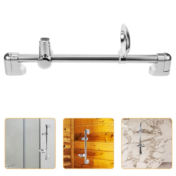 Beaupretty Durable Stainless Steel Shower Slide Bar Adjustable for Toilet Use with Soap Dish Silver 33.5 inches