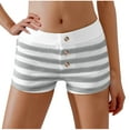 thumbnail image 2 of BiZtdJrK Striped Shorts for Women Colorblock Button Front Elastic Low Waist Shorts Comfy Slim Fit Pajama Shorts Gray S, 2 of 6