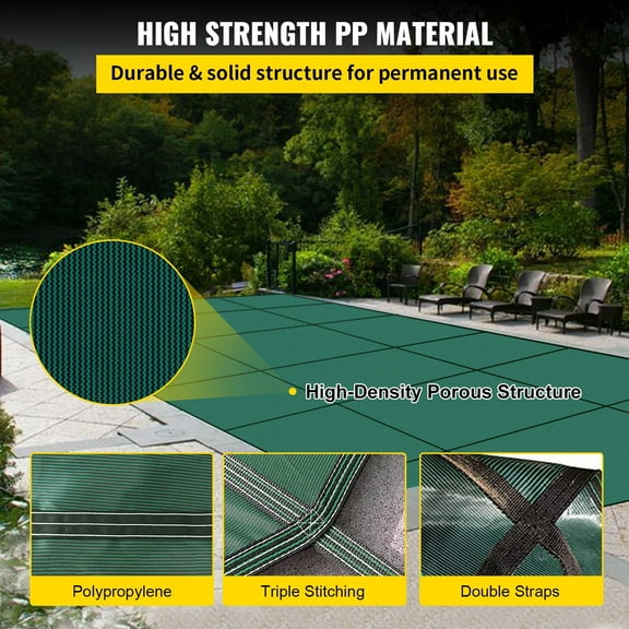 20 ft x 40 ft Green Solid Mesh Winter Pool Cover for Standard Rectangle Inground Swimming Pools