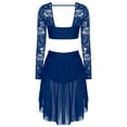 thumbnail image 4 of renvena Women's Two-Piece Dance Dress Outfit Long Sleeve Crop Top with Skirt Lyrical Dance Costume Dark_Blue XL, 4 of 7