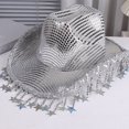 thumbnail image 4 of Vjnyvs Western Cowboy Hat, Sequined Star Tassel Cowboy Hat, Wide Brim Western Bling Headgear Stylish Party Accessory for Women Theme Party Cap, 4 of 7